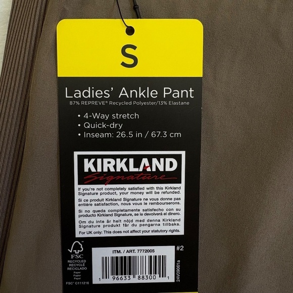 Kirkland Signature Ladies' Ankle Pants, Pull-On, Pockets, Tan Small NWT - Picture 4 of 16